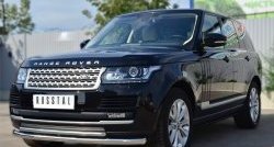 21 549 р. Защита переднего бампера (2 трубыØ63 и 42 мм, нержавейка) SLITKOFF  Land Rover Range Rover  4 L405 (2012-2017) дорестайлинг  с доставкой в г. Санкт‑Петербург. Увеличить фотографию 4