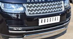 27 649 р. Защита переднего бампера (2 трубыØ75х42 мм, нержавейка) Russtal Land Rover Range Rover 4 L405 дорестайлинг (2012-2017)  с доставкой в г. Санкт‑Петербург. Увеличить фотографию 2