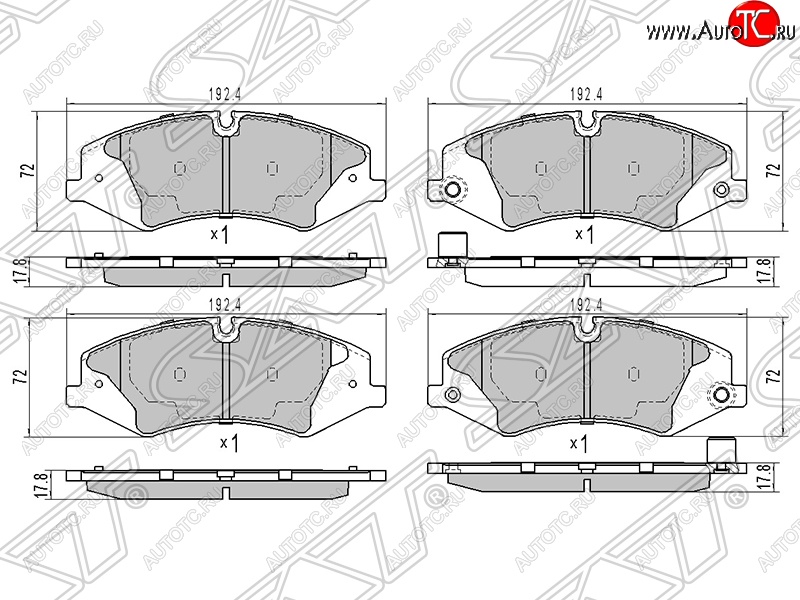 1 649 р. Колодки тормозные SAT (передние) Land Rover Range Rover 3 L322 дорестайлинг (2002-2006)  с доставкой в г. Санкт‑Петербург