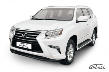 10 169 р. Защита переднего бампера Arbori (черная, 1 труба d57 mm).  Lexus GX460  J150 (2013-2022) 1-ый рестайлинг, 2-ой рестайлинг  с доставкой в г. Санкт‑Петербург. Увеличить фотографию 1