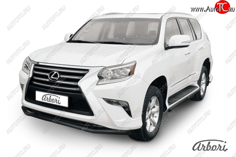 10 169 р. Защита переднего бампера Arbori (черная, 1 труба d57 mm).  Lexus GX460  J150 (2013-2022) 1-ый рестайлинг, 2-ой рестайлинг  с доставкой в г. Санкт‑Петербург