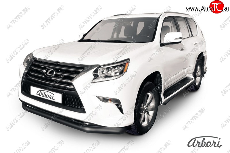 11 339 р. Защита переднего бампера Arbori (черная, 1 труба d76 mm). Lexus GX460 J150 1-ый рестайлинг (2013-2019)  с доставкой в г. Санкт‑Петербург