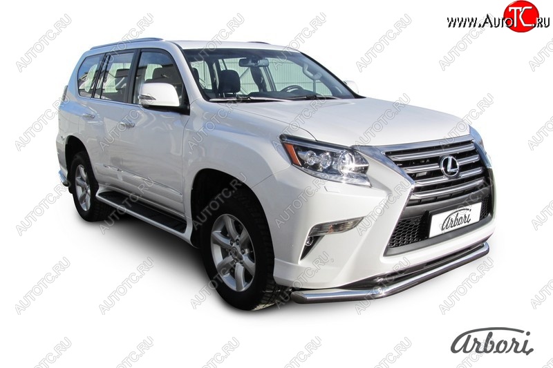 21 239 р. Защита переднего бампера Arbori (нержавейка, 1 труба d76 mm). Lexus GX460 J150 1-ый рестайлинг (2013-2019)  с доставкой в г. Санкт‑Петербург