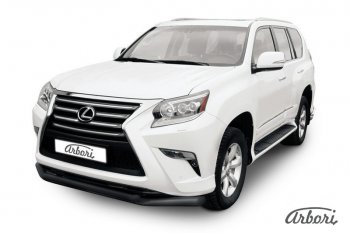 Защита переднего бампера Arbori (черная, 2 трубы d76 и 57 mm) Lexus GX 460 2 J150 1-ый рестайлинг (2013-2019)