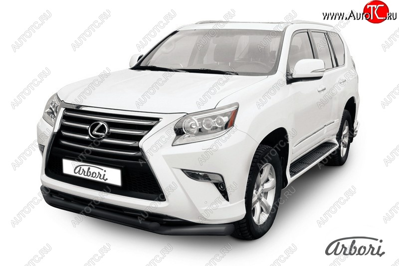 13 499 р. Защита переднего бампера Arbori (черная, 2 трубы d76 и 57 mm) Lexus GX460 J150 1-ый рестайлинг (2013-2019)  с доставкой в г. Санкт‑Петербург