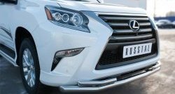 20 399 р. Защита переднего бампера (2 трубыØ63 и 42 мм, нержавейка) Russtal Lexus GX460 J150 1-ый рестайлинг (2013-2019)  с доставкой в г. Санкт‑Петербург. Увеличить фотографию 2