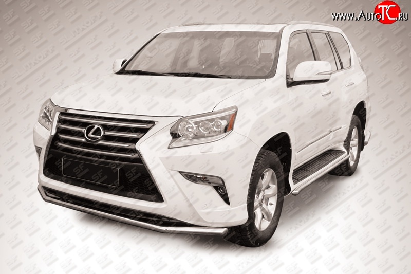 15 249 р. Одинарная защита переднего бампера из трубы диаметром 57 мм Slitkoff Lexus GX460 J150 1-ый рестайлинг (2013-2019) (Нержавейка, Полированная)  с доставкой в г. Санкт‑Петербург