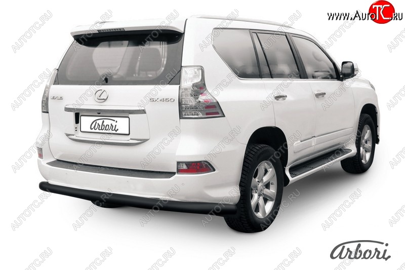 8 459 р. Защита заднего бампера Arbori (черная, 1 труба d76 mm). Lexus GX460 J150 1-ый рестайлинг (2013-2019)  с доставкой в г. Санкт‑Петербург