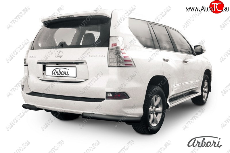 9 449 р. Защита заднего бампера Arbori (черная, 1 труба d76 mm). Lexus GX460 J150 1-ый рестайлинг (2013-2019)  с доставкой в г. Санкт‑Петербург