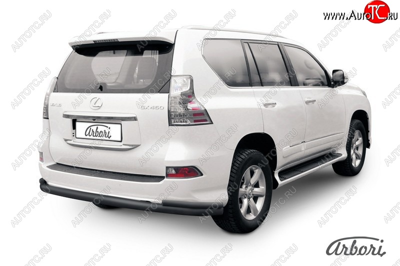 13 499 р. Защита заднего бампера Arbori (черная, 2 трубы d76 и 42 mm). Lexus GX460 J150 1-ый рестайлинг (2013-2019)  с доставкой в г. Санкт‑Петербург