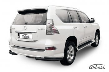 11 159 р. Защита заднего бампера Arbori (уголки, черная, 2 трубы d76 и 42 mm). Lexus GX460 J150 1-ый рестайлинг (2013-2019)  с доставкой в г. Санкт‑Петербург. Увеличить фотографию 1