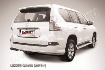 10 999 р. Защита заднего бампера из уголков d76 Slitkoff  Lexus GX  460 (2013-2024) 2 J150 1-ый рестайлинг, 2 J150 2-ой рестайлинг (Цвет: серебристый)  с доставкой в г. Санкт‑Петербург. Увеличить фотографию 1