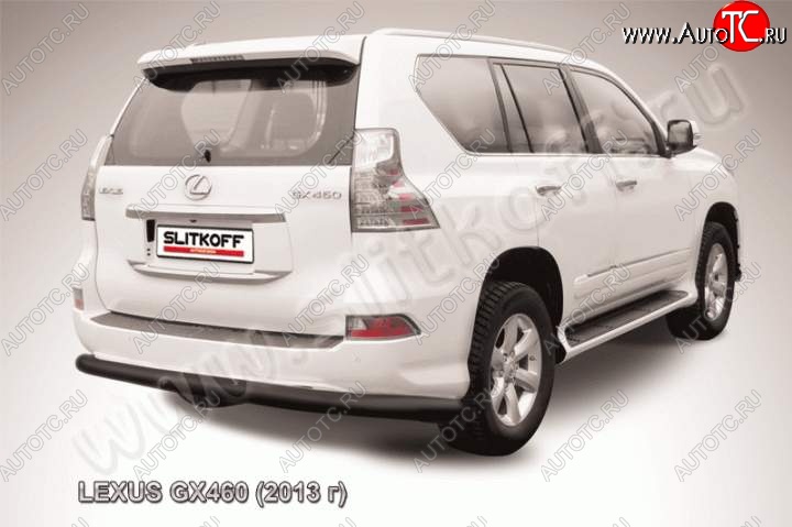 9 849 р. Защита заднего бампера из трубы d76 Slitkoff (радиусная)  Lexus GX  460 (2013-2024) 2 J150 1-ый рестайлинг, 2 J150 2-ой рестайлинг (Цвет: серебристый)  с доставкой в г. Санкт‑Петербург