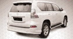 12 649 р. Защита заднего бампера из длинной трубы диаметром 76 мм Slitkoff  Lexus GX  460 (2013-2024) 2 J150 1-ый рестайлинг, 2 J150 2-ой рестайлинг (Нержавейка, Полированная)  с доставкой в г. Санкт‑Петербург. Увеличить фотографию 1