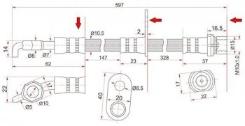 Тормозной шланг SAT (задний, правый) Toyota Windom (2001-2006)