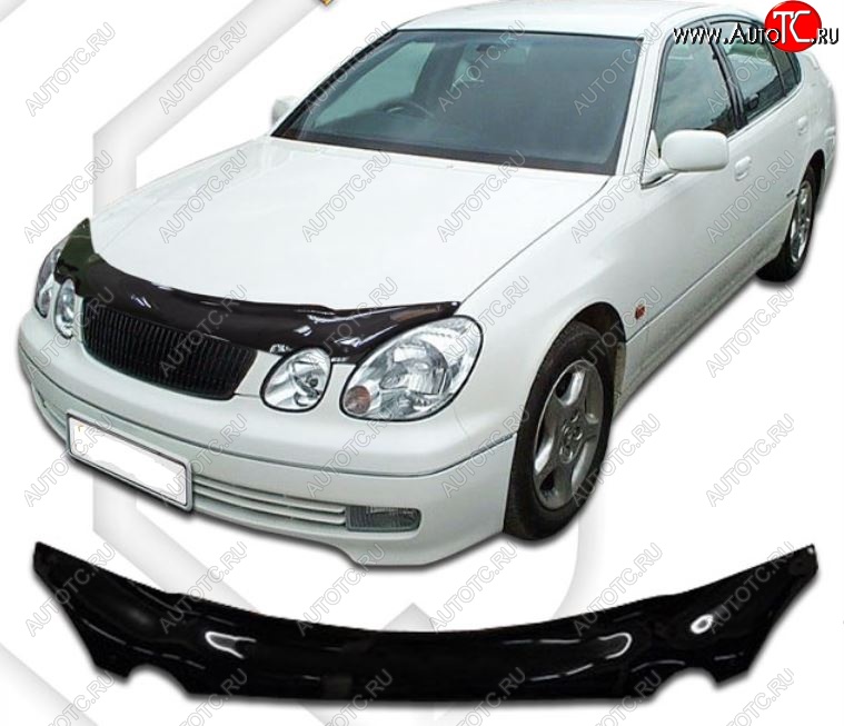 2 059 р. Дефлектор капота CA-Plastic  Lexus GS  300 (1997-2001) (Classic черный, Без надписи)  с доставкой в г. Санкт‑Петербург