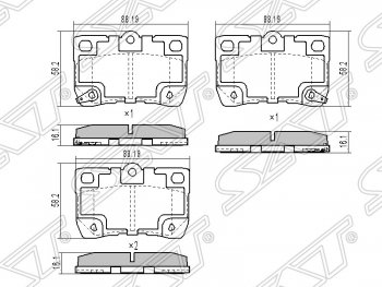 839 р. Колодки тормозные SAT (задние)  Lexus GS300  S190 (2007-2012), Toyota Crown  S180 (2003-2005), Toyota Mark X  X120 (2004-2009)  с доставкой в г. Санкт‑Петербург. Увеличить фотографию 1