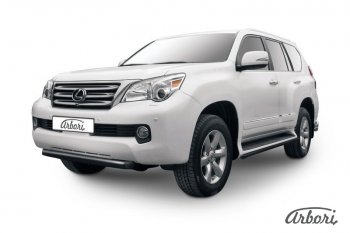 8 459 р. Защита переднего бампера Arbori (черная, 1 труба d76 mm). Lexus GX460 J150 дорестайлинг (2009-2013)  с доставкой в г. Санкт‑Петербург. Увеличить фотографию 1