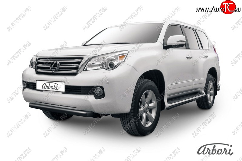 8 459 р. Защита переднего бампера Arbori (черная, 1 труба d76 mm). Lexus GX460 J150 дорестайлинг (2009-2013)  с доставкой в г. Санкт‑Петербург