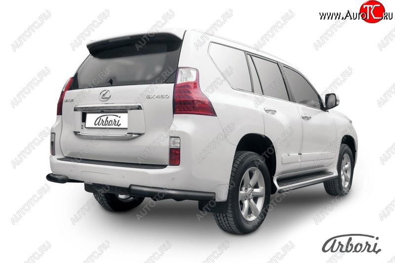 9 269 р. Защита заднего бампера Arbori (уголки, черная, 1 труба d76 mm). Lexus GX460 J150 дорестайлинг (2009-2013)  с доставкой в г. Санкт‑Петербург