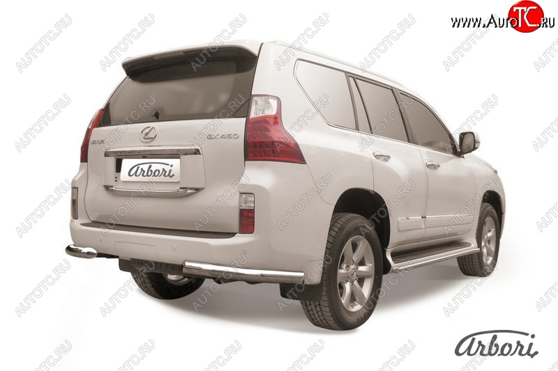 17 369 р. Защита заднего бампера Arbori (уголки, нержавейка, 1 труба d76 mm). Lexus GX460 J150 дорестайлинг (2009-2013)  с доставкой в г. Санкт‑Петербург