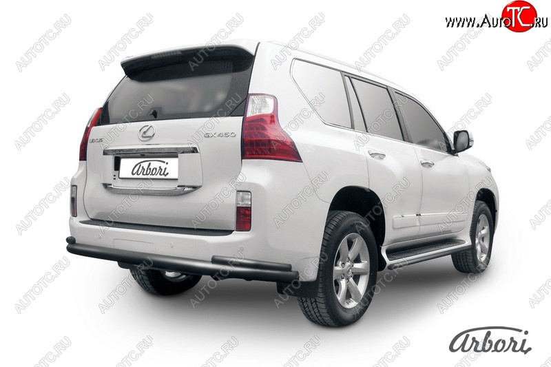 13 499 р. Защита заднего бампера Arbori (черная, 2 трубы d76 и 42 mm). Lexus GX460 J150 дорестайлинг (2009-2013)  с доставкой в г. Санкт‑Петербург