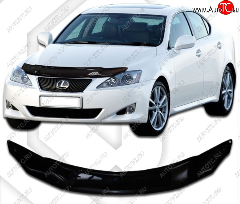 1 899 р. Дефлектор капота CA-Plastic Lexus IS250 XE20 седан дорестайлинг (2005-2013) (Classic черный, Без надписи)  с доставкой в г. Санкт‑Петербург