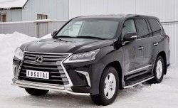 14 599 р. Защита переднего бампера (2 трубы Ø42 мм, нержавейка) Petroil Tuning Lexus LX450d J200 2-ой рестайлинг (2015-2022)  с доставкой в г. Санкт‑Петербург. Увеличить фотографию 2