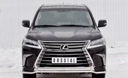 Защита переднего бампера (2 трубы Ø42 мм, нержавейка) Petroil Tuning Lexus LX 450d J200 (2015-2024)