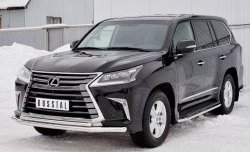 22 999 р. Защита переднего бампера (2 трубыØ63 и 42 мм, нержавейка) SLITKOFF Lexus LX450d J200 2-ой рестайлинг (2015-2022)  с доставкой в г. Санкт‑Петербург. Увеличить фотографию 2