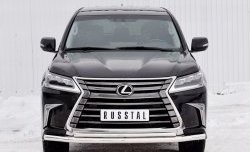 Защита переднего бампера (2 трубыØ63 и 42 мм, нержавейка) Russtal Lexus LX 450d J200 (2015-2024)