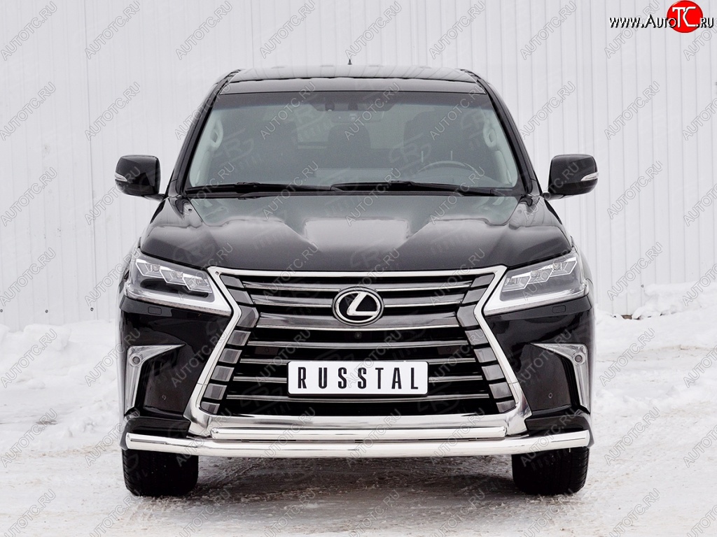 22 999 р. Защита переднего бампера (2 трубыØ63 и 42 мм, нержавейка) SLITKOFF Lexus LX450d J200 2-ой рестайлинг (2015-2022)  с доставкой в г. Санкт‑Петербург