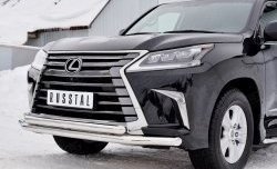 19 299 р. Защита переднего бампера (2 трубыØ63 мм, нержавейка) Russtal Lexus LX450d J200 2-ой рестайлинг (2015-2022)  с доставкой в г. Санкт‑Петербург. Увеличить фотографию 4