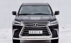 Защита переднего бампера (2 трубыØ63 мм, нержавейка) Russtal Lexus LX 450d J200 (2015-2024)