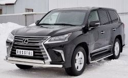 20 849 р. Защита переднего бампера (2 трубыØ63 и 75х42 мм, нержавейка) Russtal Lexus LX450d J200 2-ой рестайлинг (2015-2022)  с доставкой в г. Санкт‑Петербург. Увеличить фотографию 2