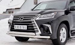 20 849 р. Защита переднего бампера (2 трубыØ63 и 75х42 мм, нержавейка) Russtal  Lexus LX450d  J200 (2015-2022) 2-ой рестайлинг  с доставкой в г. Санкт‑Петербург. Увеличить фотографию 4