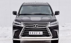 Защита переднего бампера (2 трубыØ63 и 75х42 мм, нержавейка) Russtal Lexus LX 450d J200 (2015-2024)