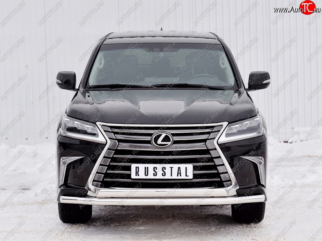 20 849 р. Защита переднего бампера (2 трубыØ63 и 75х42 мм, нержавейка) Russtal Lexus LX450d J200 2-ой рестайлинг (2015-2022)  с доставкой в г. Санкт‑Петербург