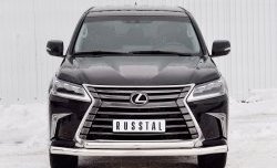 Защита переднего бампера (2 трубыØ76 и 63 мм, нержавейка) Russtal Lexus LX 450d J200 (2015-2024)