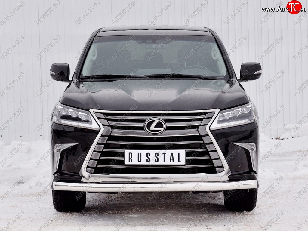 14 599 р. Защита переднего бампера (Ø76 мм, нержавейка) Russtal Lexus LX450d J200 2-ой рестайлинг (2015-2022)  с доставкой в г. Санкт‑Петербург