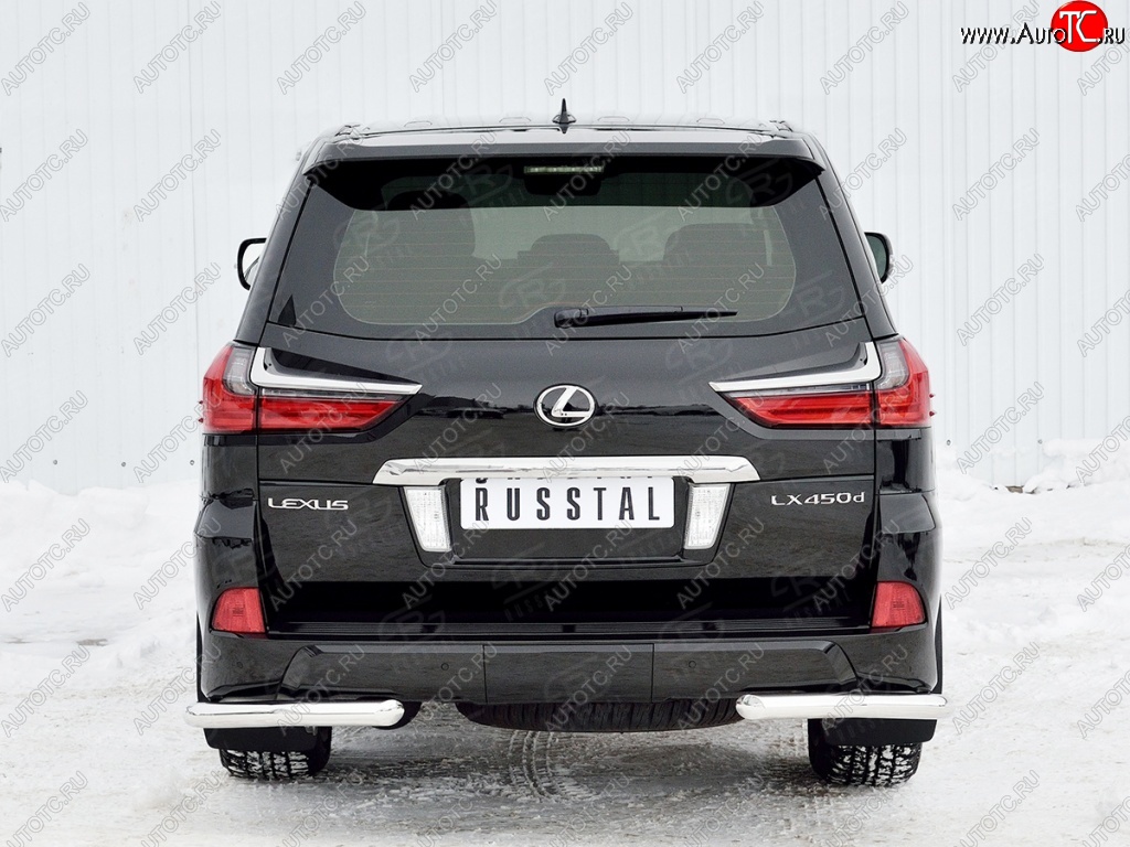 13 999 р. Защита заднего бампера (Ø63 мм уголки, нержавейка) Russtal Lexus LX450d J200 2-ой рестайлинг (2015-2022)  с доставкой в г. Санкт‑Петербург