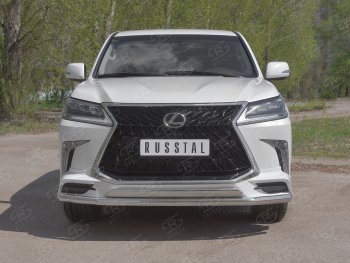 Защита переднего бампера (2 трубы Ø63 и 75х42 мм, нержавейка, TRD Superior) Russtal Lexus LX570 J200 2-ой рестайлинг (2015-2022)