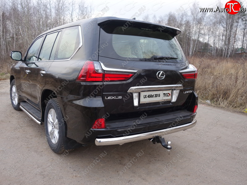 25 999 р. Защита заднего бампера (овальная) ТСС (нержавейка d75х42 мм)  Lexus LX ( 450d,  570) (2015-2024) J200, J200 2-ой рестайлинг  с доставкой в г. Санкт‑Петербург