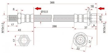 669 р. Тормозной шланг SAT (задний, промежуточный, пр-во Таиланд, №2)  Lexus LX470  J100 (1998-2002), Toyota Land Cruiser  100 (1998-2007)  с доставкой в г. Санкт‑Петербург. Увеличить фотографию 1