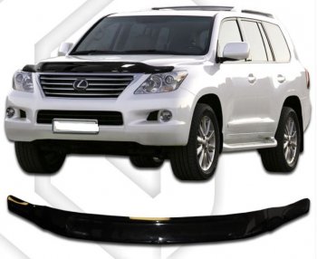 1 899 р. Дефлектор капота CA-Plastic Lexus LX570 J200 дорестайлинг (2007-2012) (Classic черный, Без надписи)  с доставкой в г. Санкт‑Петербург. Увеличить фотографию 1