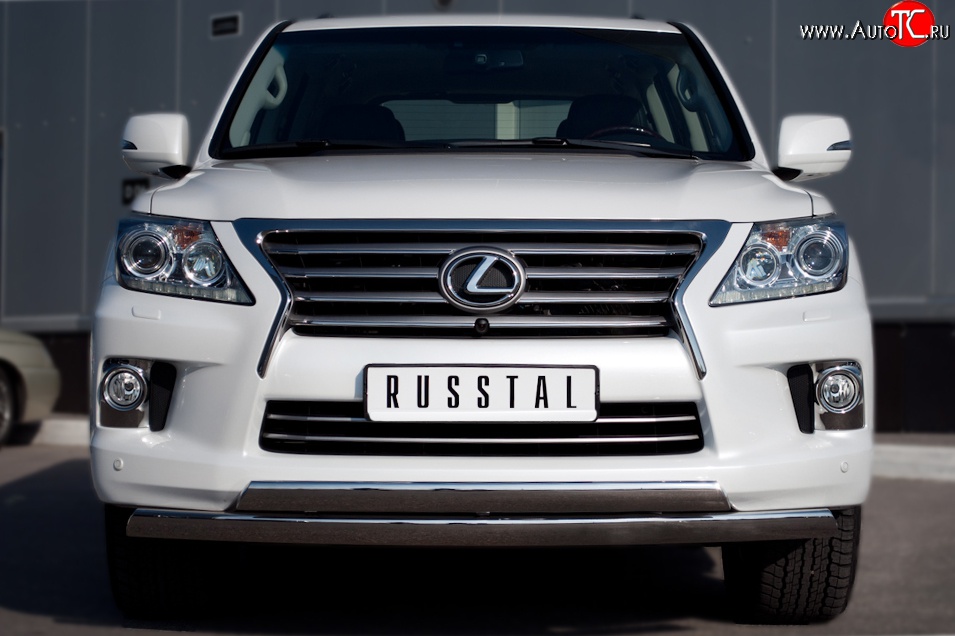 17 999 р. Защита переднего бампера (2 трубыØ75х42 мм, нержавейка) Russtal Lexus LX570 J200 дорестайлинг (2007-2012)  с доставкой в г. Санкт‑Петербург