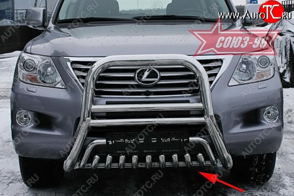 26 849 р. Защита переднего бампера нижняя Souz-96 Lexus LX570 J200 дорестайлинг (2007-2012)  с доставкой в г. Санкт‑Петербург