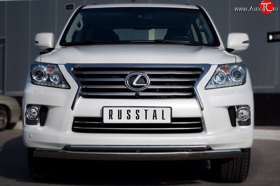 21 899 р. Защита переднего бампера (2 трубыØ42 и 75х42 мм, нержавейка) Russtal Lexus LX570 J200 дорестайлинг (2007-2012)  с доставкой в г. Санкт‑Петербург