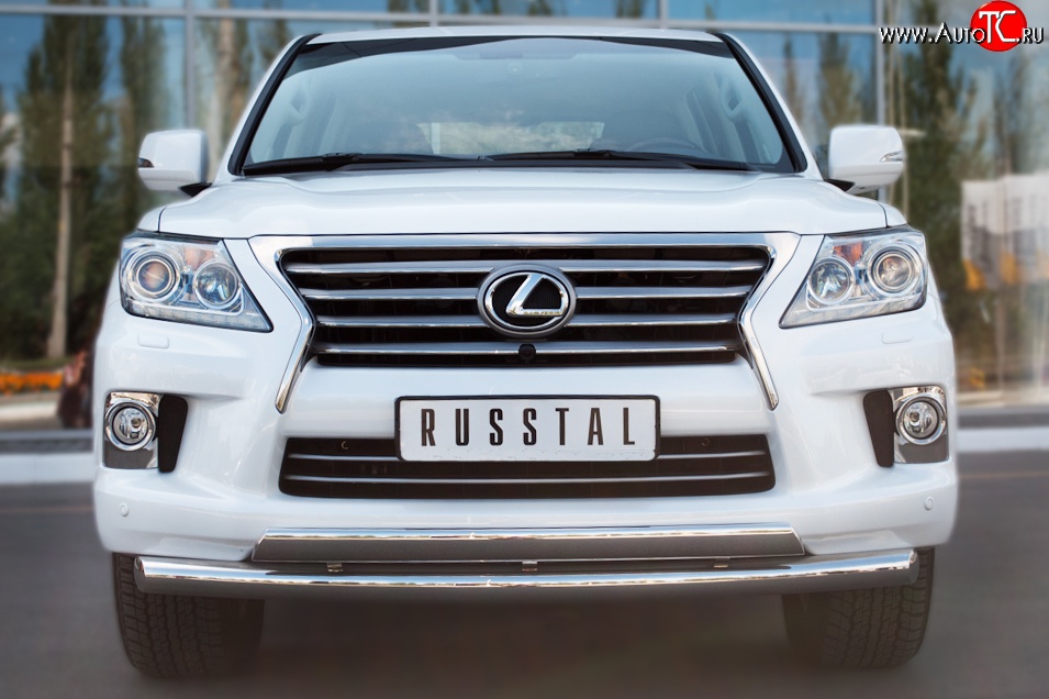 25 999 р. Защита переднего бампера (2 трубыØ76 и 63 мм, нержавейка) Russtal Lexus LX570 J200 дорестайлинг (2007-2012)  с доставкой в г. Санкт‑Петербург