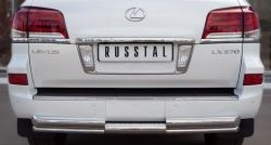 Защита заднего бампера (Ø76 и 42 мм, нержавейка) Russtal Lexus LX570 J200 дорестайлинг (2007-2012)